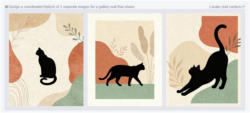 Boho cat printable wall art triptych with silhouettes and neutral abstract shapes – Etsy ideas for making money online with AI.