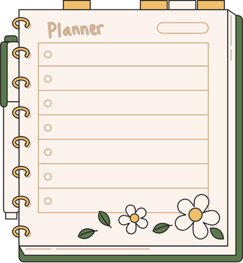 Illustration of a floral planner printable page with lined sections and checkboxes — an Etsy business idea to make money online with AI