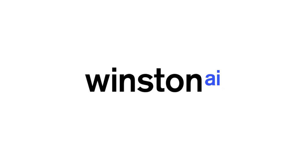 Winston AI logo in black and blue text for AI content detection and plagiarism checking tool