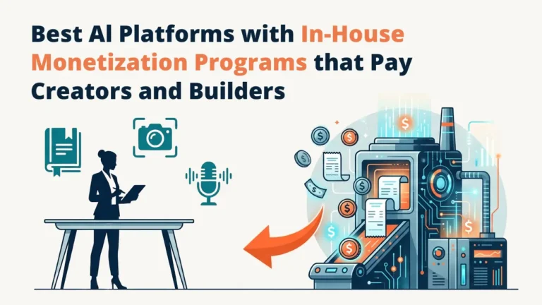 Illustration of creator earning from AI platforms with monetization programs—best AI platforms that pay creators and builders.