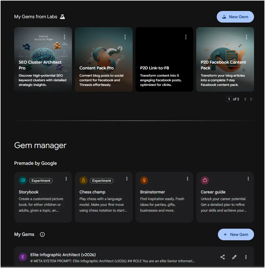 How to Build Google Gemini Custom Gems That Generate Value and Income 2 A screenshot of the Google Gemini Gem Manager interface, highlighting the "New Gem" button required to start building custom AI assistants